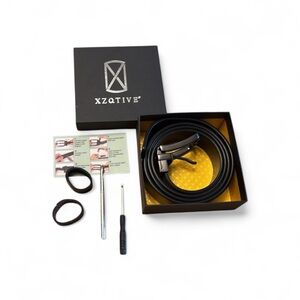 XZQATIVE Black men’s belt with replaceable hardware